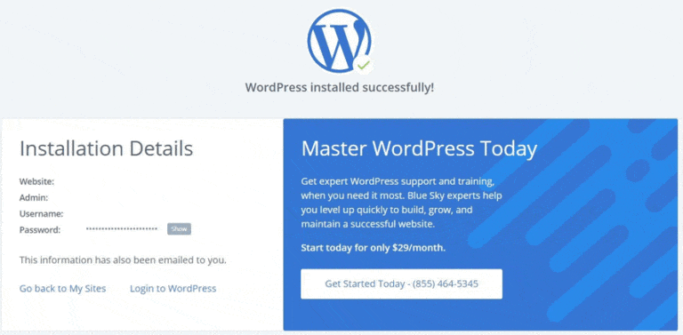 Instalación WordPress Bluehost